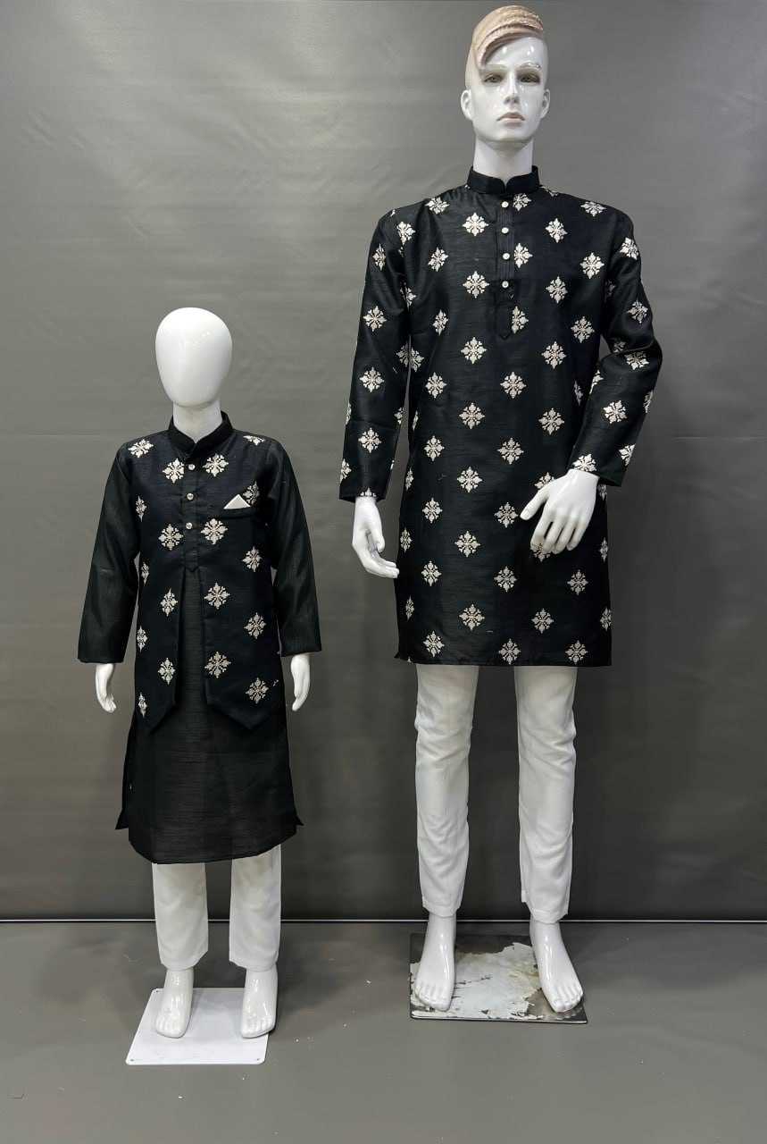 YNF PARBON SILK RBV GOLDEN WHOLESALE MENS & KIDS COMBO SET MANUFACTURER